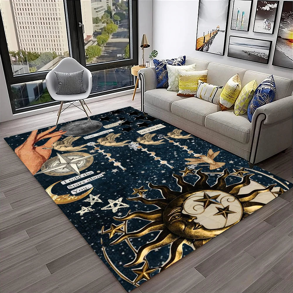 2507291102 Color Gothic Witchcraft Ouija Tarot Non-Slip Printed Area Rug