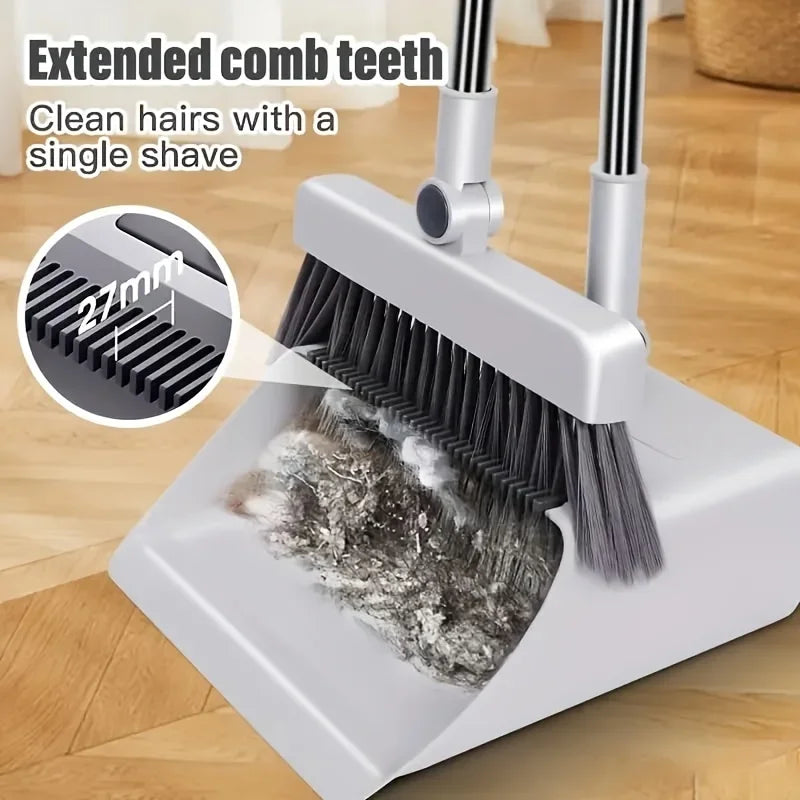 3-in-1 Rotating Broom and Dustpan Set with Hair Scraper