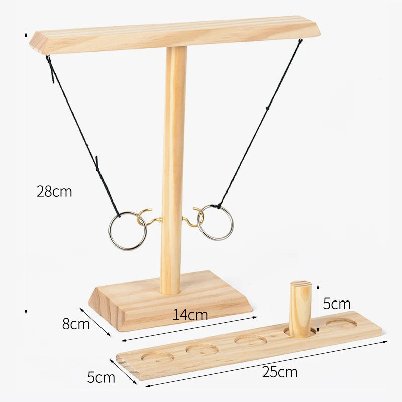 Wooden Hook And Ring Toss Game For Indoor Or Outdoor Play