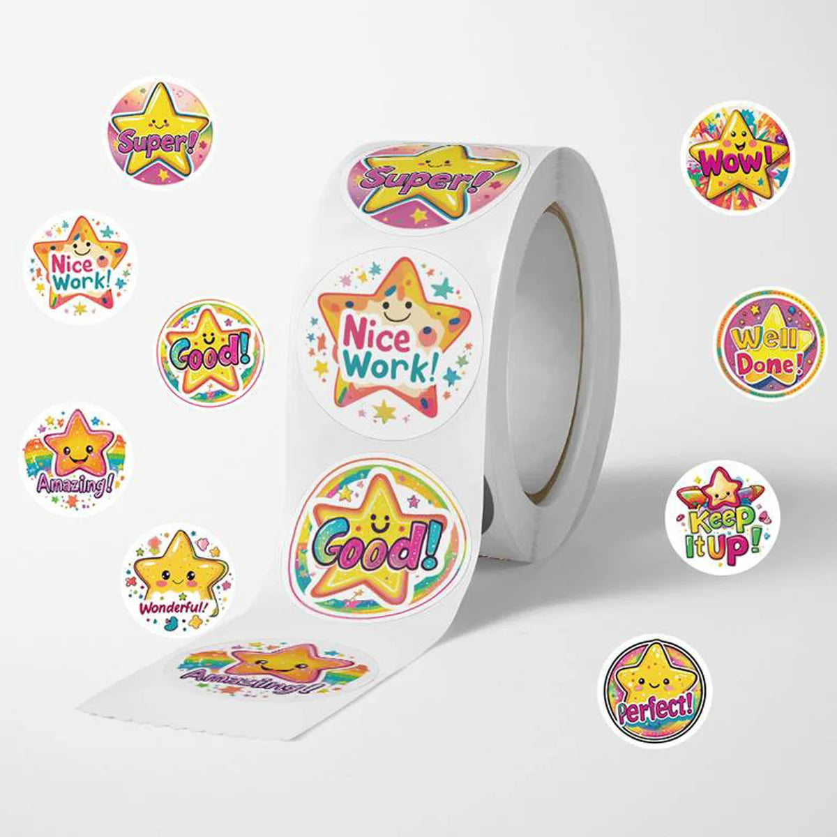 Star Reward Stickers Roll for Kids and Classroom