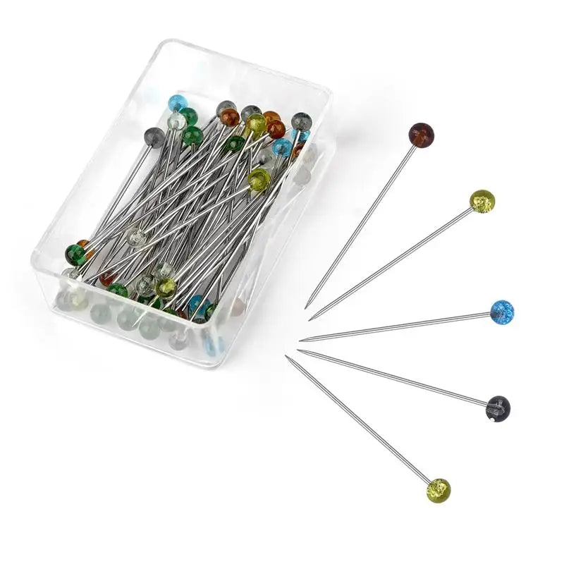 Colorful 1-50pcs Color Straight Sewing Pins With Colored Glass Heads 32 mm