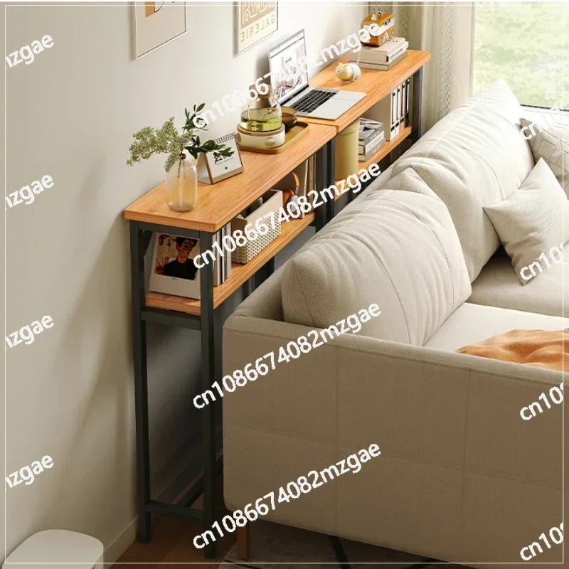 Slim Behind-Sofa Console Table With Wood Top