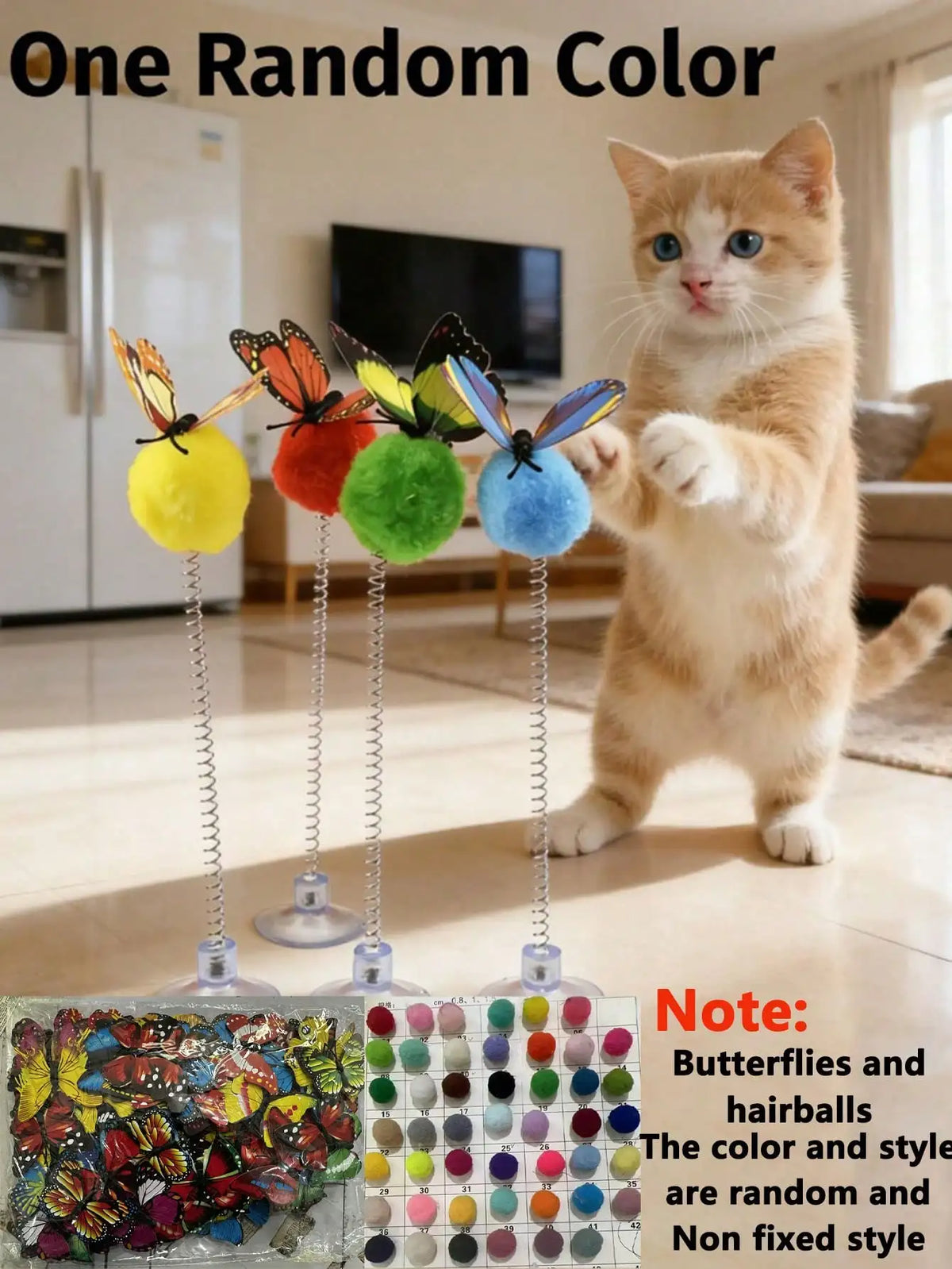 1PC Color Suction Cup Spring Cat Teaser Toy – Self-Play Boredom Relief