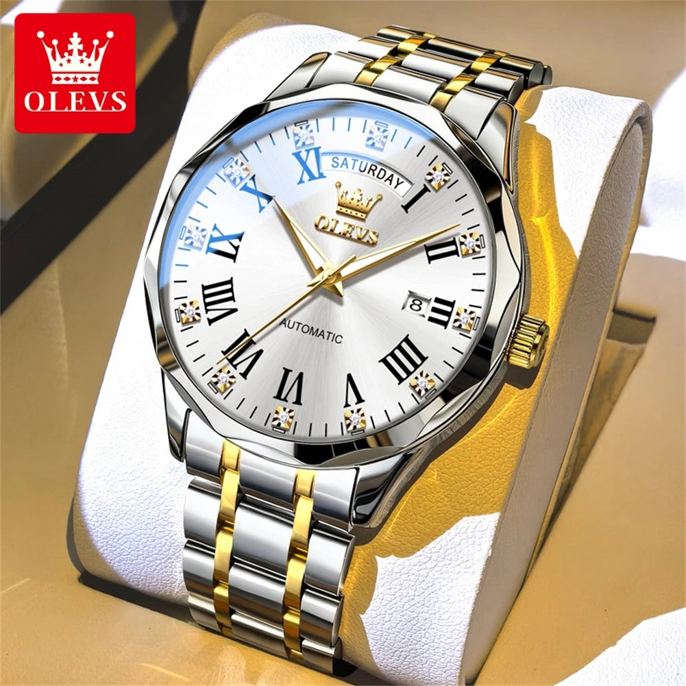 YELLOW Color Automatic Mechanical Business Watch With Roman Dial