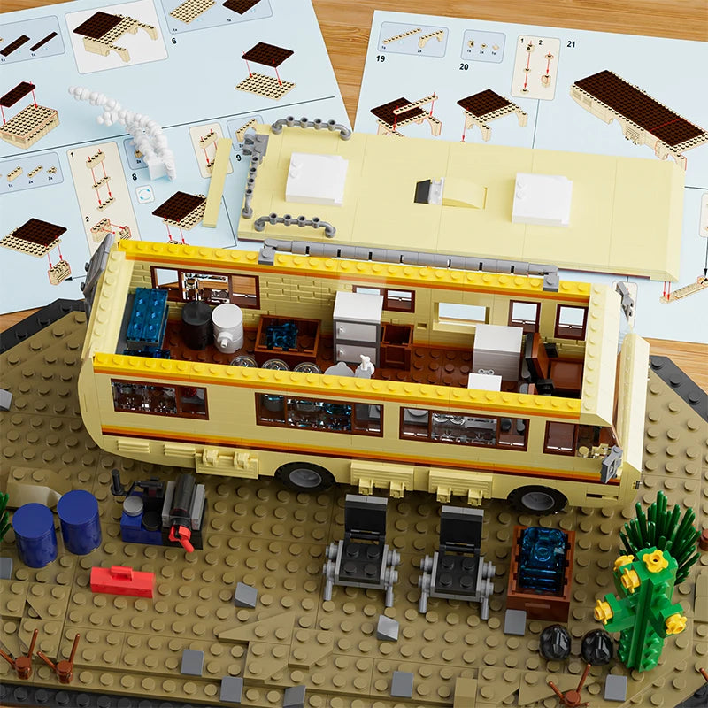 Retro RV Camper Van Building Block Model Set