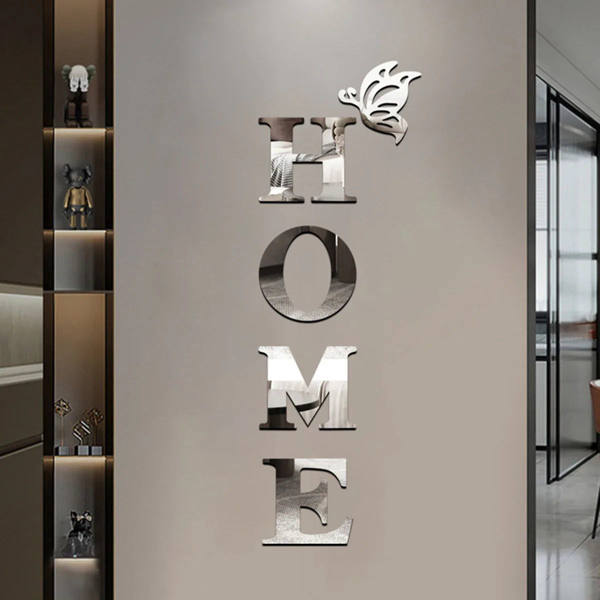 3D Mirror HOME Wall Sticker for Entryway Decor