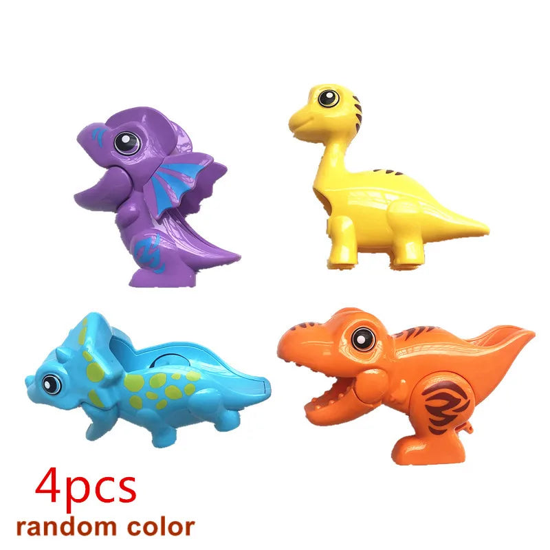 4pc dino Color Marble Run Building Blocks Set With Spiral Tracks