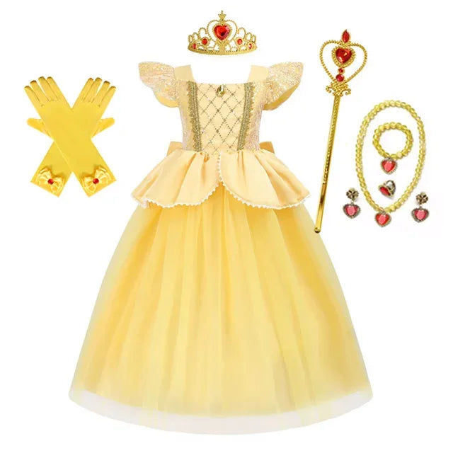 Belle Dress Suit3 Color Girls Belle Princess Costume Dress For Parties & Play