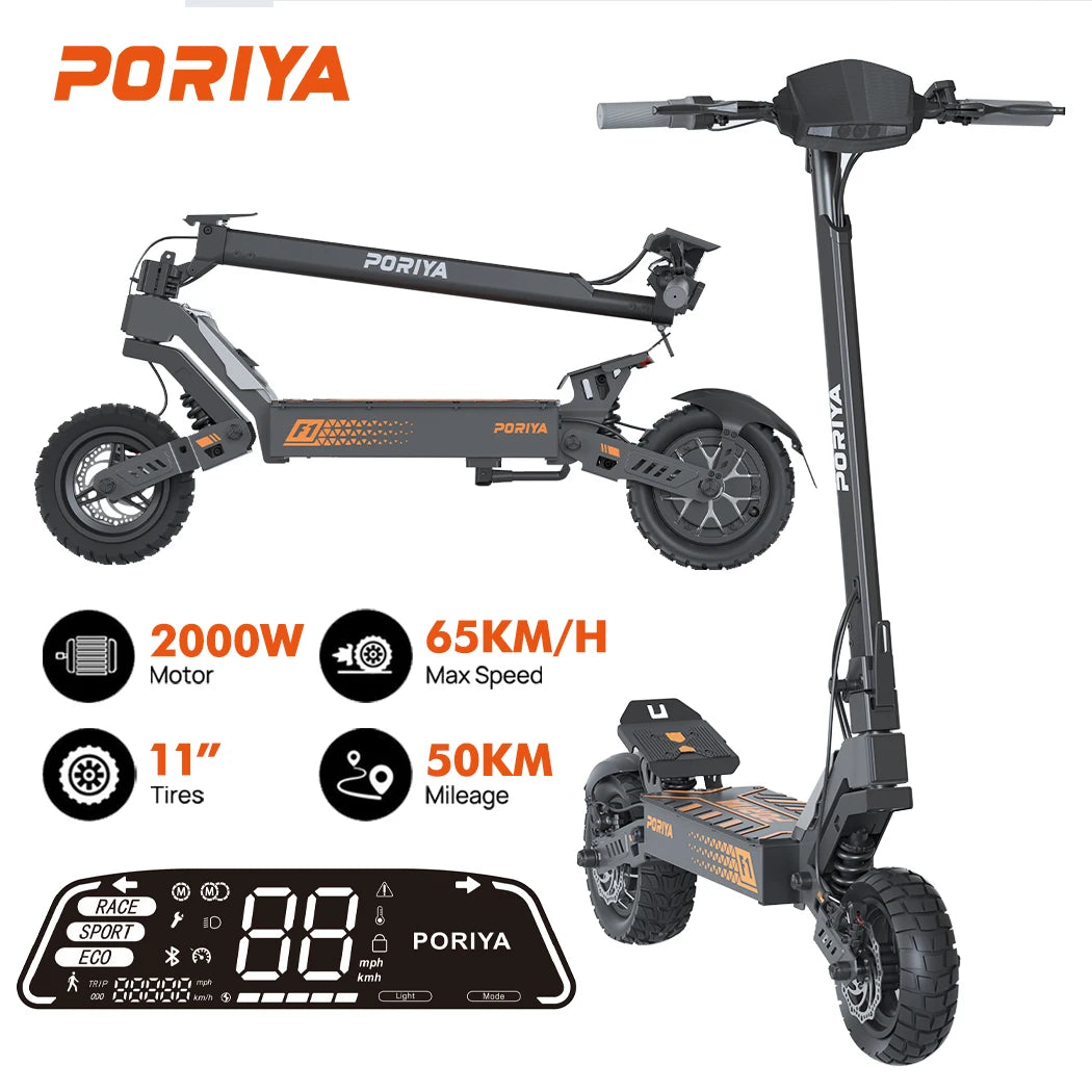 2000W Off-Road Electric Scooter 65 km/h With LCD Display