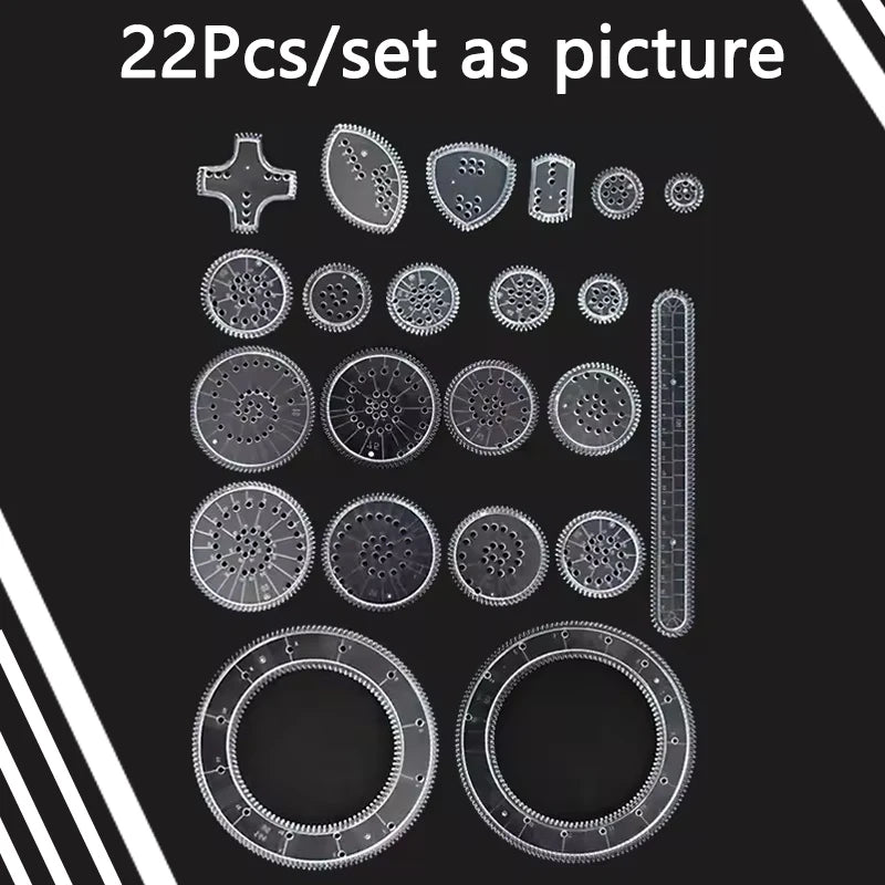 22 Pcs Color Spirograph Geometry Drawing Set For Kids And Students