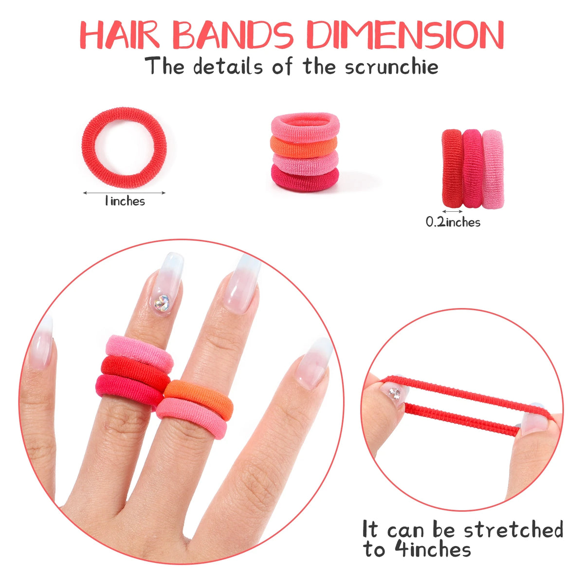 Colorful Nylon Elastic Hair Ties Set for Kids (100 pcs)