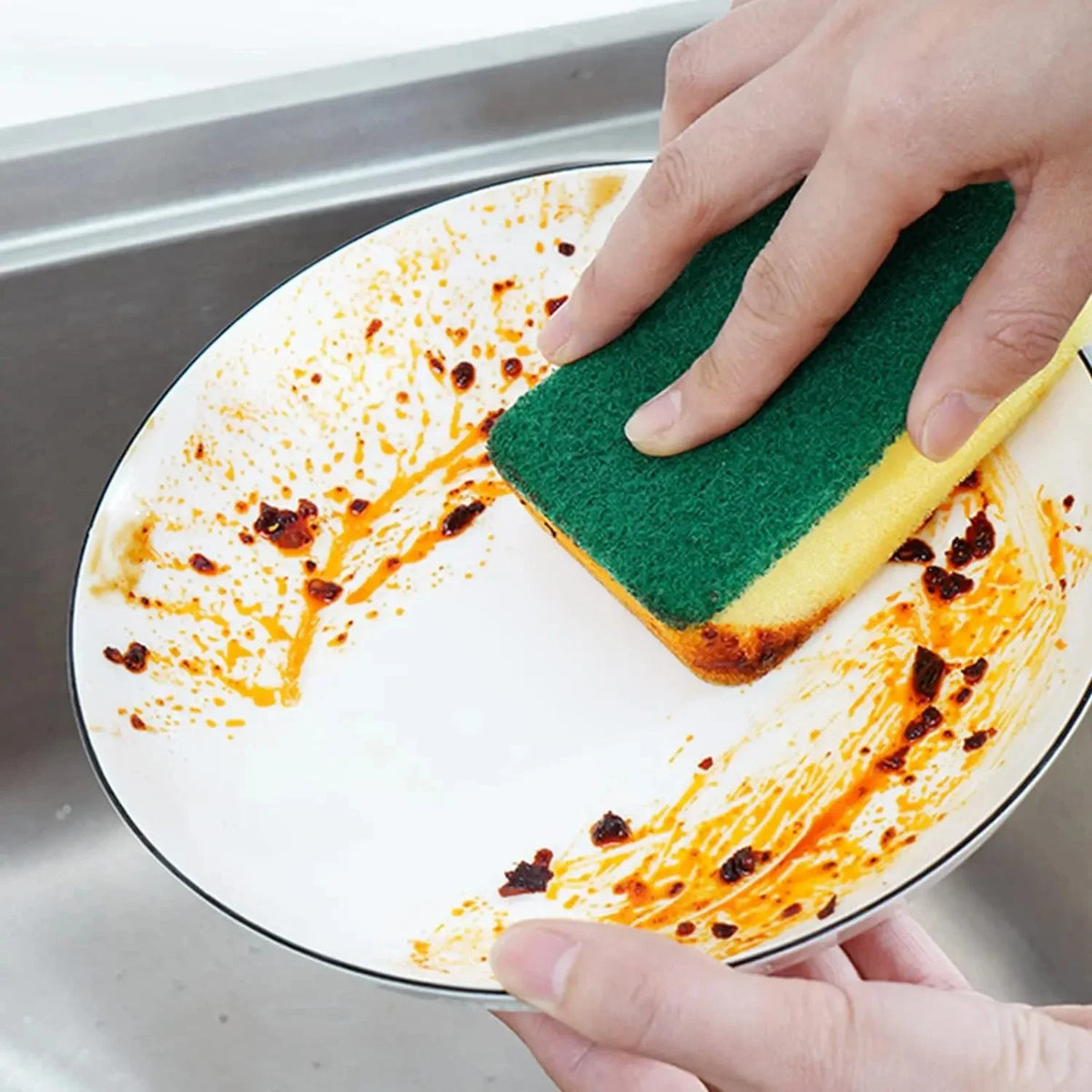 Double-Sided Kitchen Sponge Scrubber For Pots And Dishes