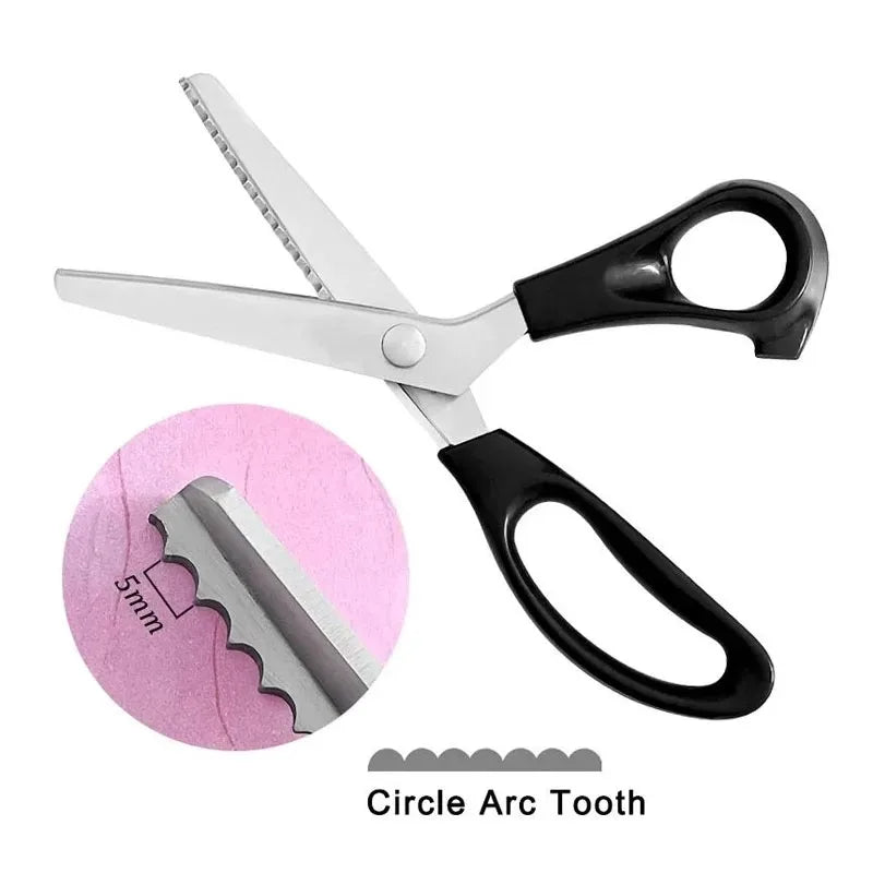 Circle Arc Tooth 5MM Color Stainless Steel Pinking Shears Zigzag Fabric Scissors