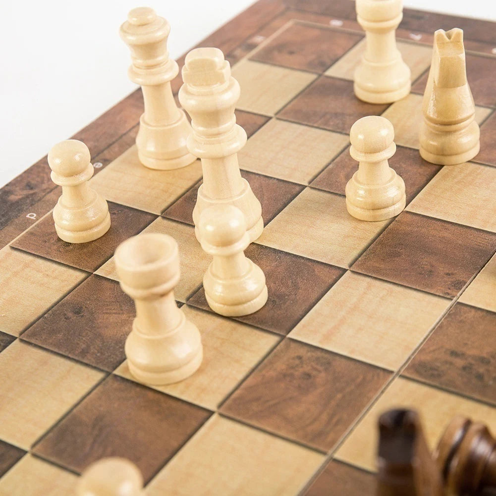 3-in-1 Travel Board Game Set With Chess, Checkers & Dice