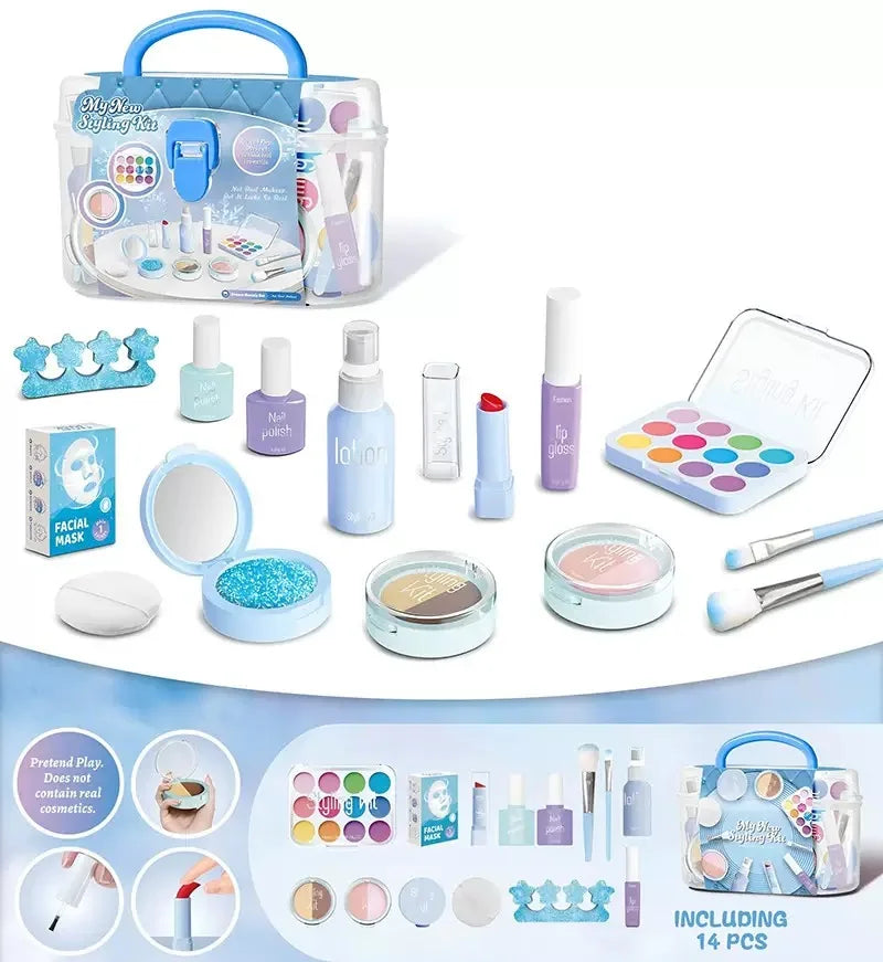 Storage box.lanse14 Color Kids Princess Pretend Makeup Play Set With Faux Manicure