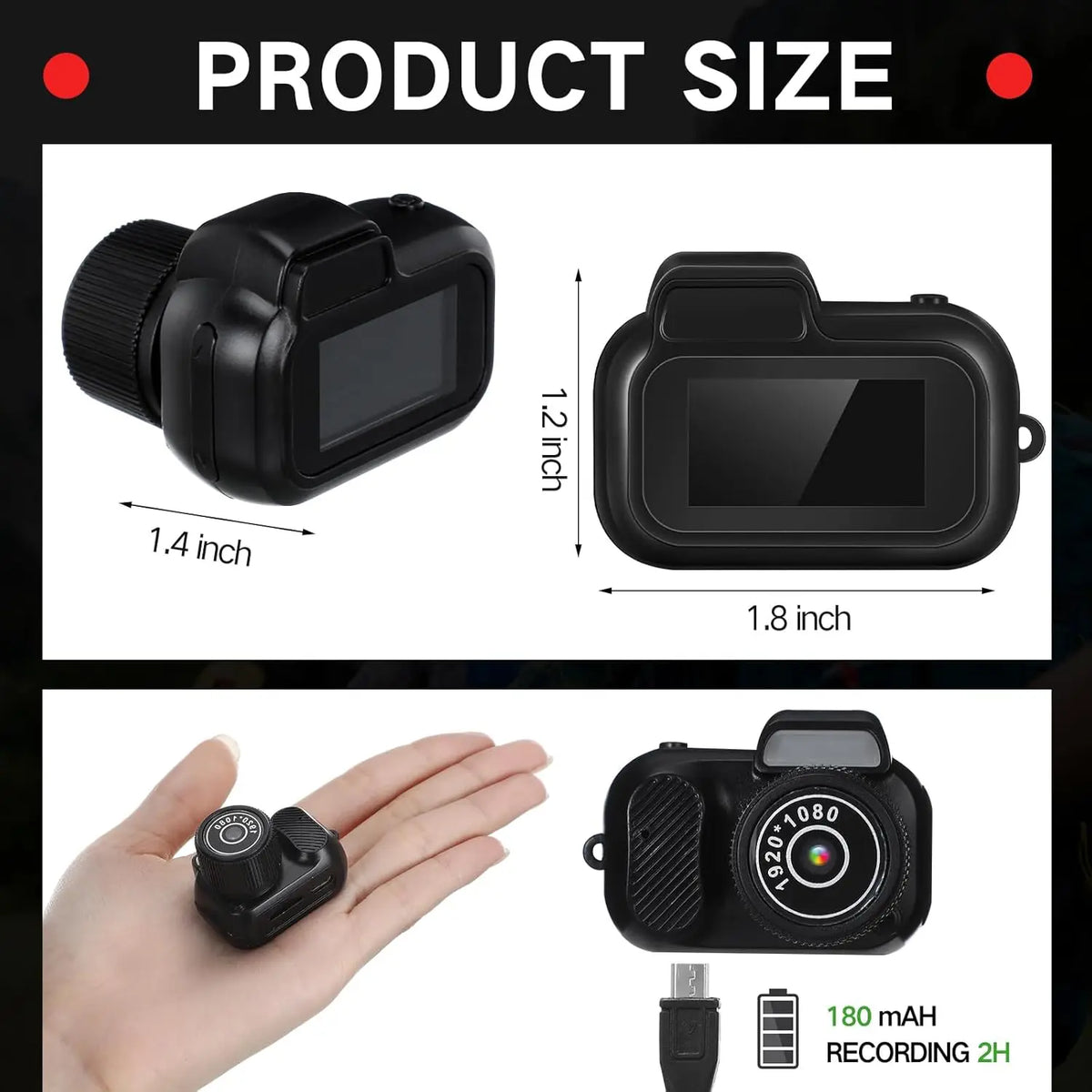Mini Keychain Camera 1080P with Screen for Travel