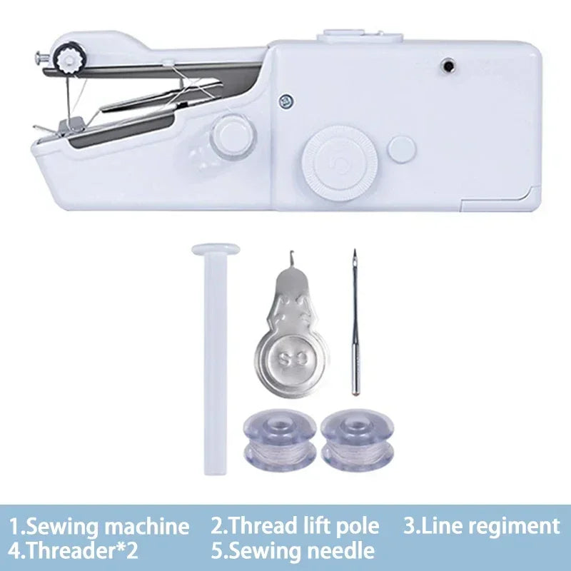 White A Color Portable Handheld Mini Sewing Machine For Quick Repairs