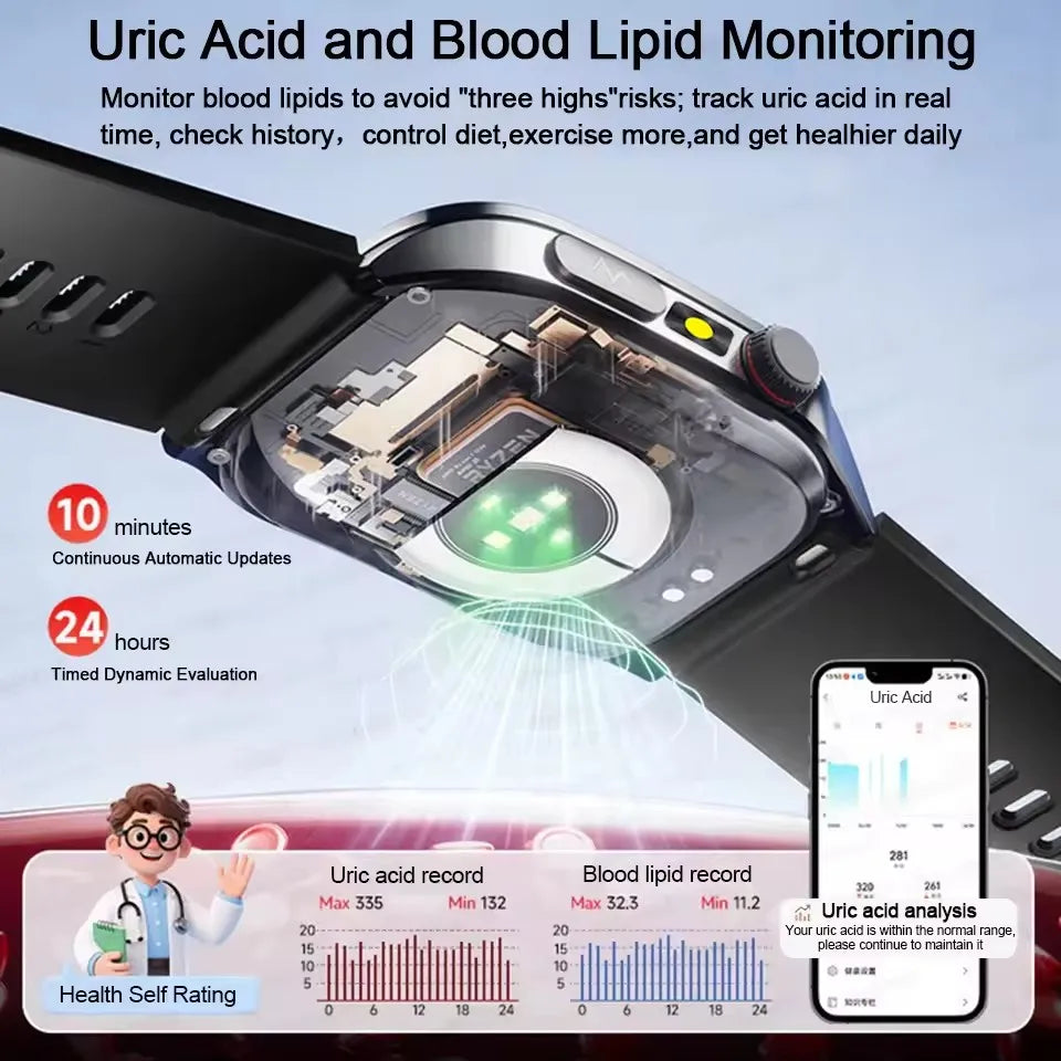 650nm Laser Therapy Smartwatch With ECG PPG Health Tracking
