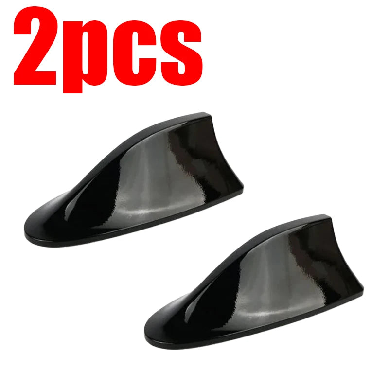 Black 2pcs Style Shark Fin Car Radio Antenna – FM/AM Signal & Stylish Cover