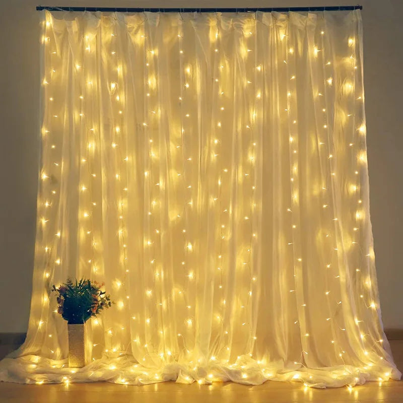 Warm lights Emitting Color USB Curtain Fairy String Lights with Remote Control