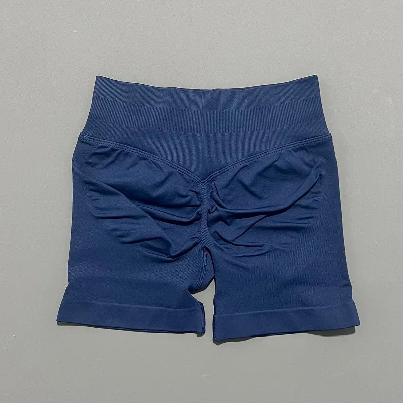Ink Blue Color Women’s Seamless Scrunch Butt Yoga Gym Shorts