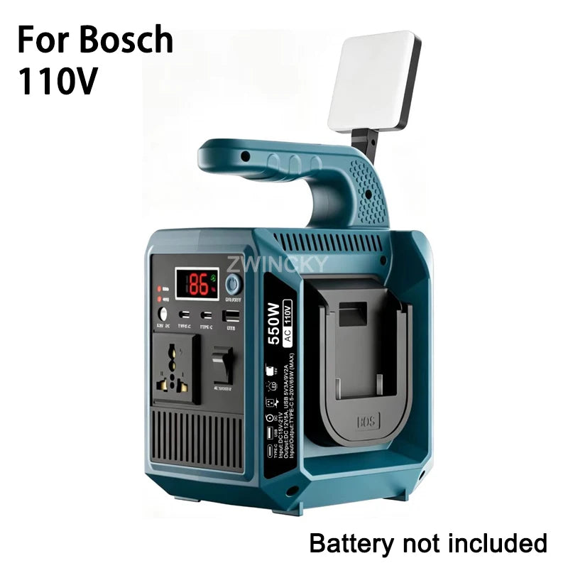 110V for Bosch Color 18V Battery Pure Sine Wave Power Inverter With USB & Type-C