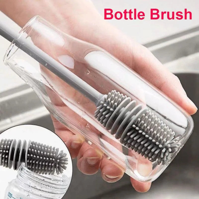 Silicone Bottle And Cup Cleaning Brush With Long Handle