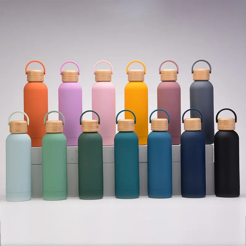 500 ml Stainless Steel Thermos Bottle With Bamboo Lid
