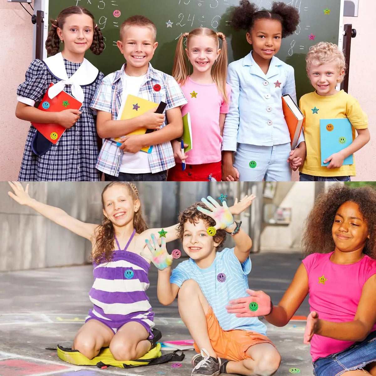 500 Pcs Smiley Face Stickers Roll – 1 Inch Rainbow