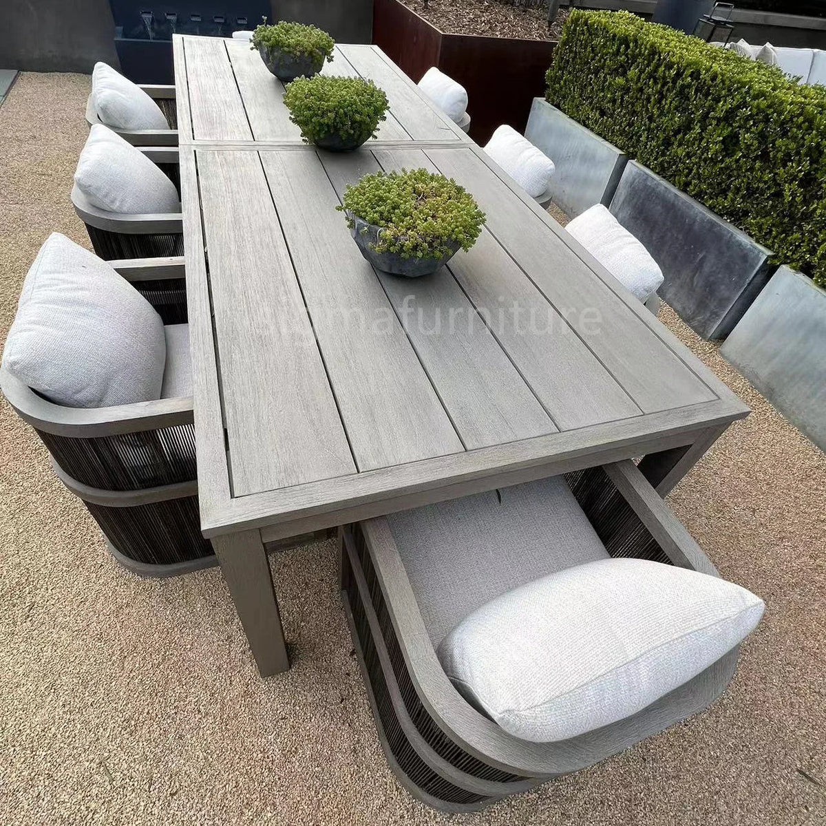 Teak Outdoor Dining Set With Solid Wood Table And Chairs