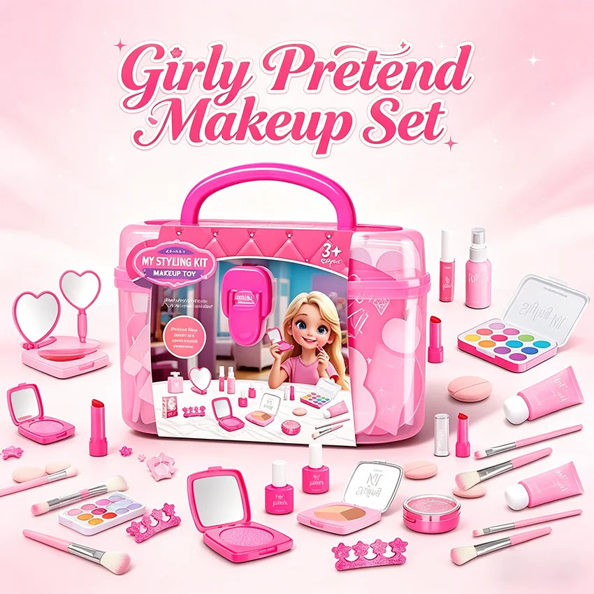 Kids Princess Pretend Makeup Play Set With Faux Manicure