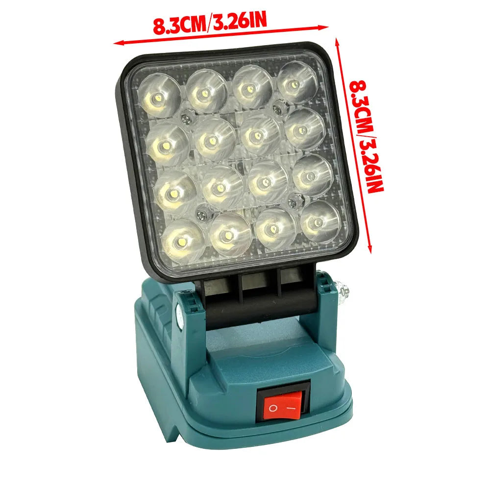 3.26 in Color LED Work Spotlight for 18V Batteries – Dual USB Power Bank