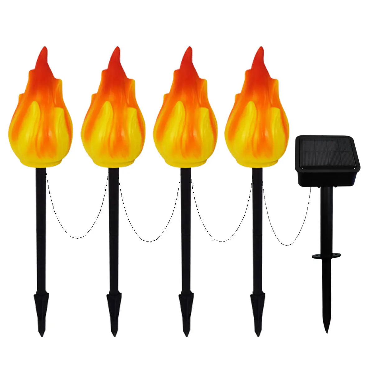 1 x 4 Fire Lamps Emitting Color Solar Owl Garden Stake Lights – Waterproof Warm LED Decor