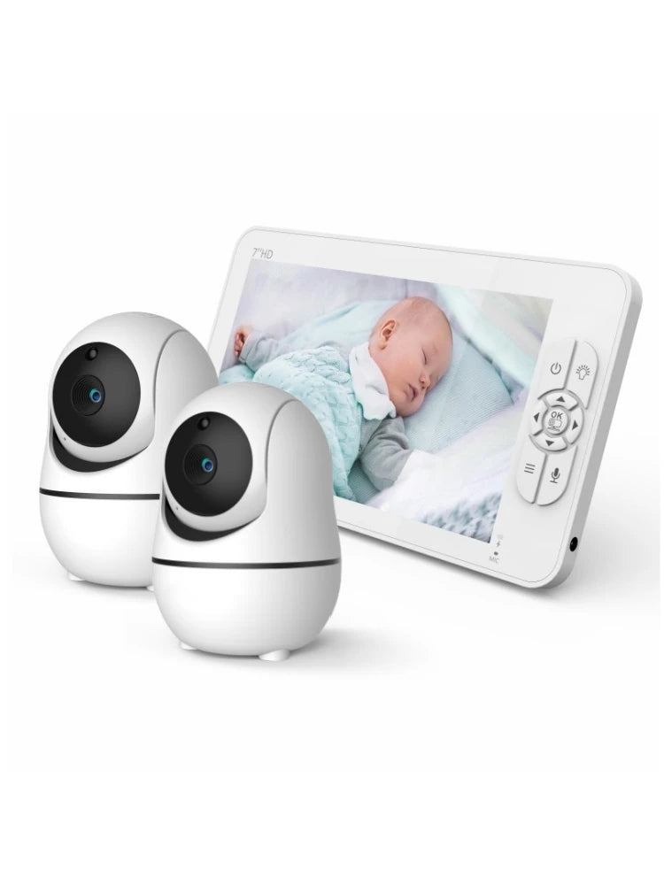 AU plug Color 7" HD Split Screen Baby Monitor with 2 Cameras