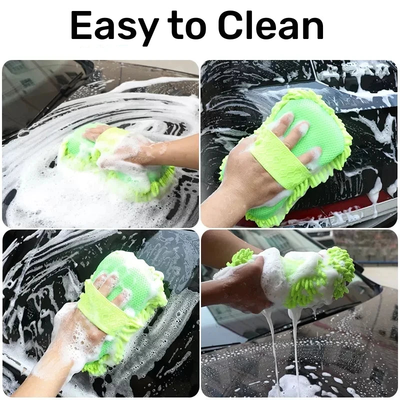 Microfiber Car Wash Sponge and Cleaning Mitt Set