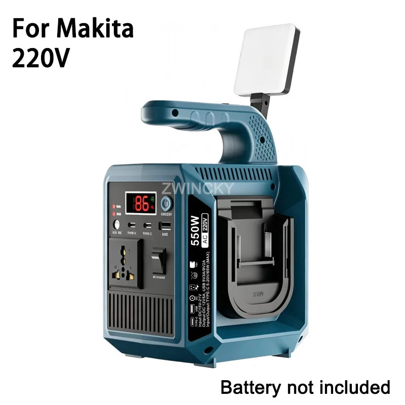 220V for Makita Color 18V Battery Pure Sine Wave Power Inverter With USB & Type-C