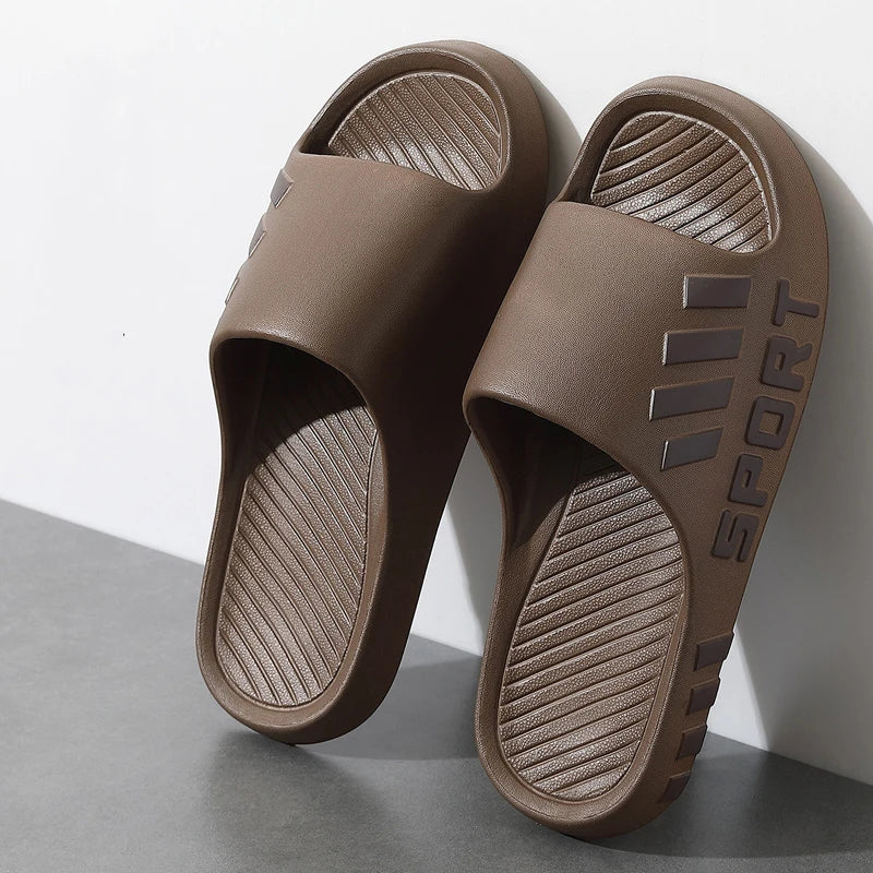 brown Color Men’s EVA Shower Slippers Indoor Outdoor Non-Slip Slides
