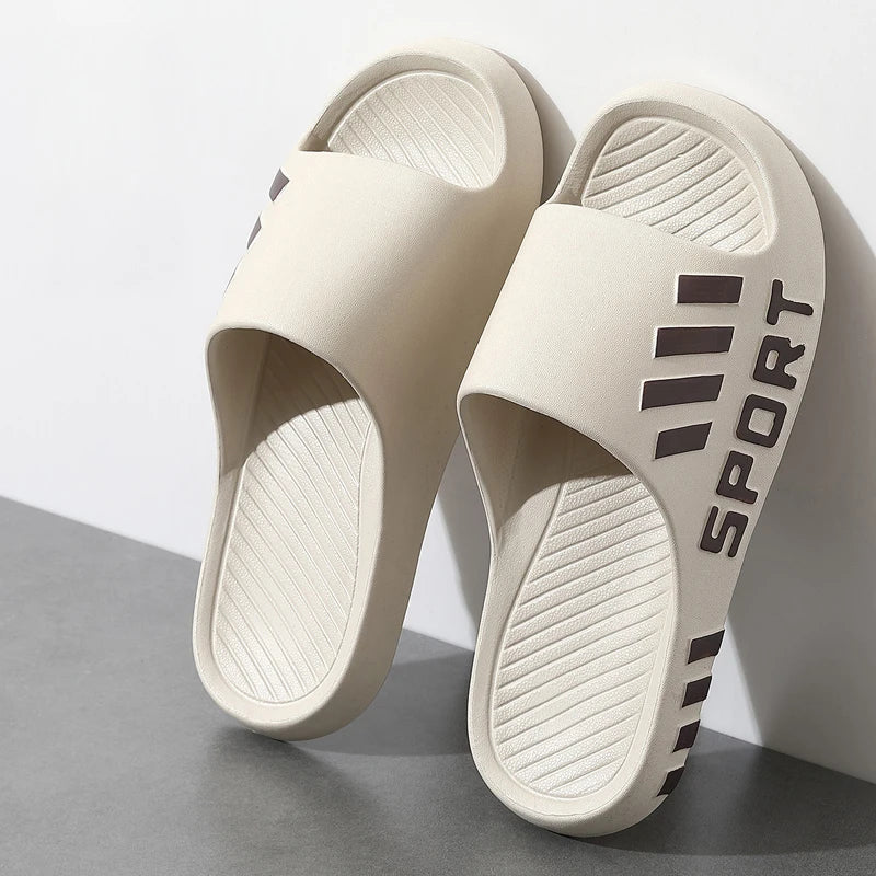 khaki Color Men’s EVA Shower Slippers Indoor Outdoor Non-Slip Slides