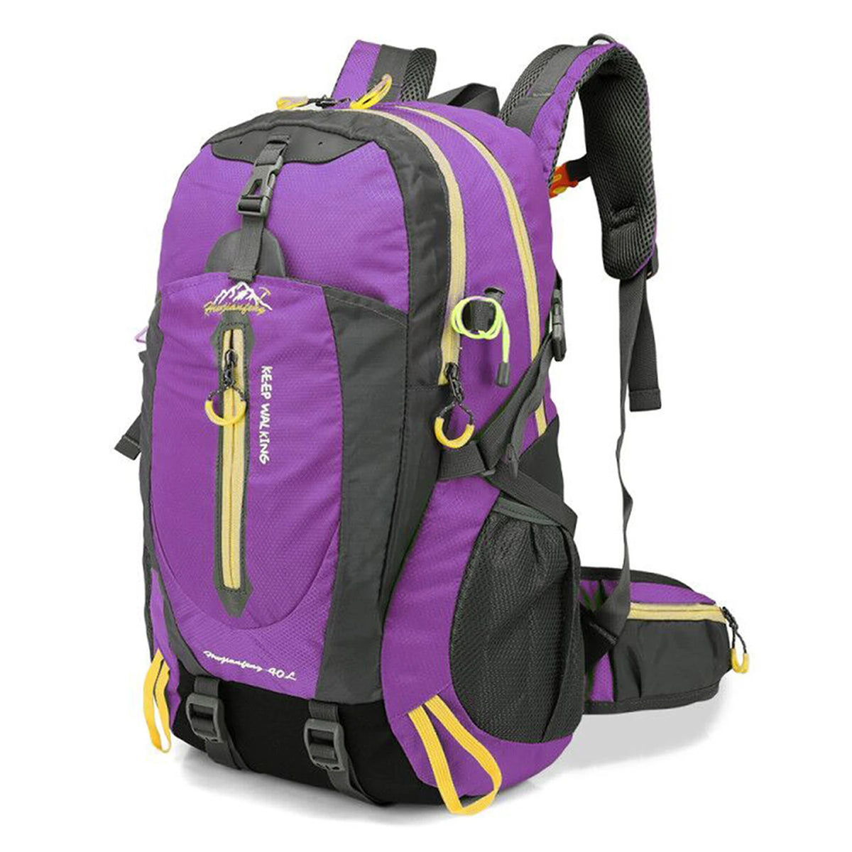 Purple Color 40L Water Resistant Hiking Backpack With Laptop Compartment