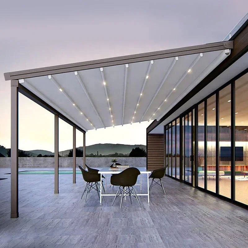 Electric Retractable Patio Awning With Aluminum Frame