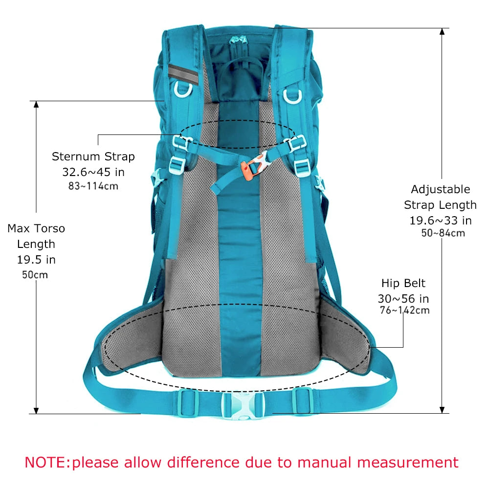 50L Hiking Backpack With Rain Cover For Camping Travel