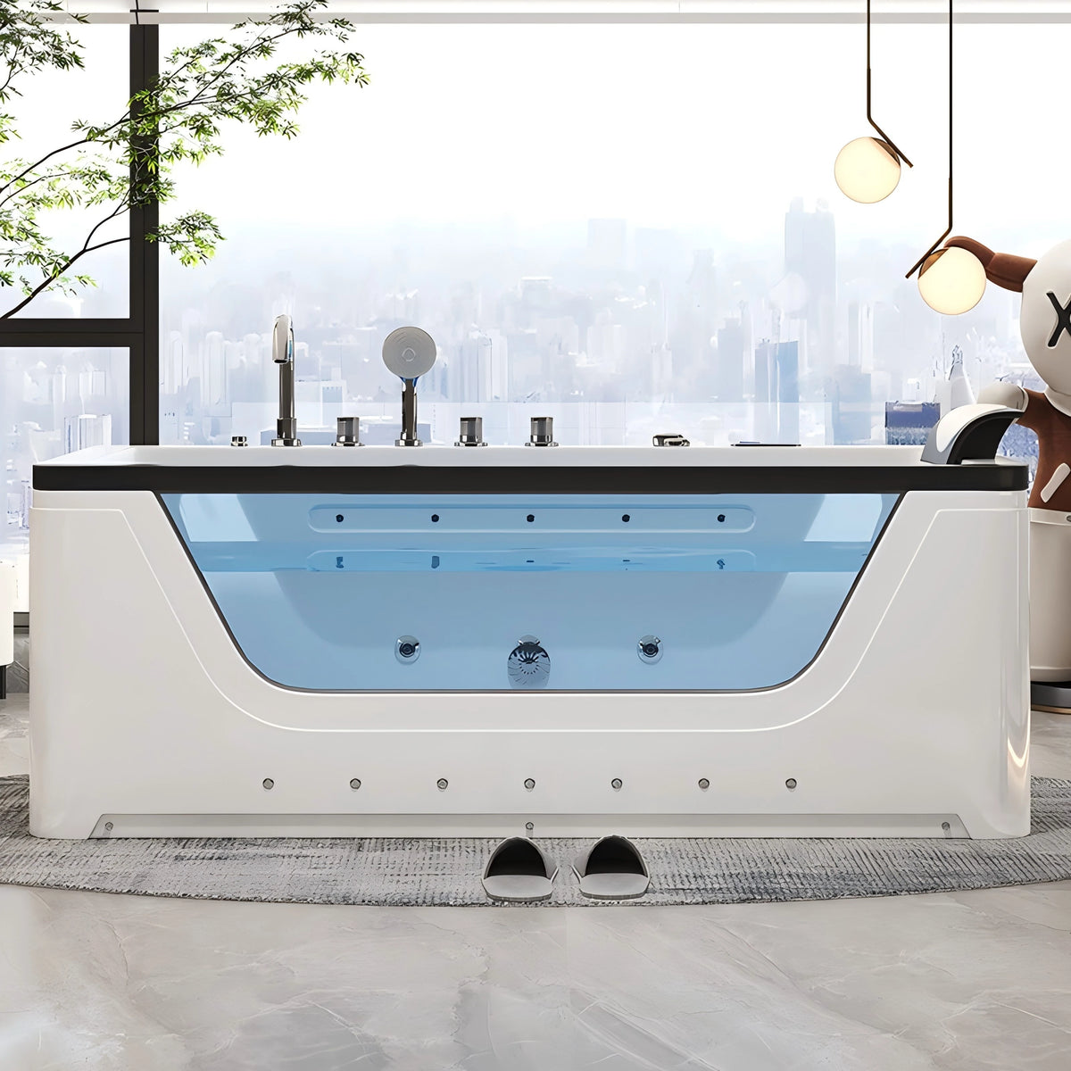 Acrylic Whirlpool Hot Tub With Jets And LED Lighting