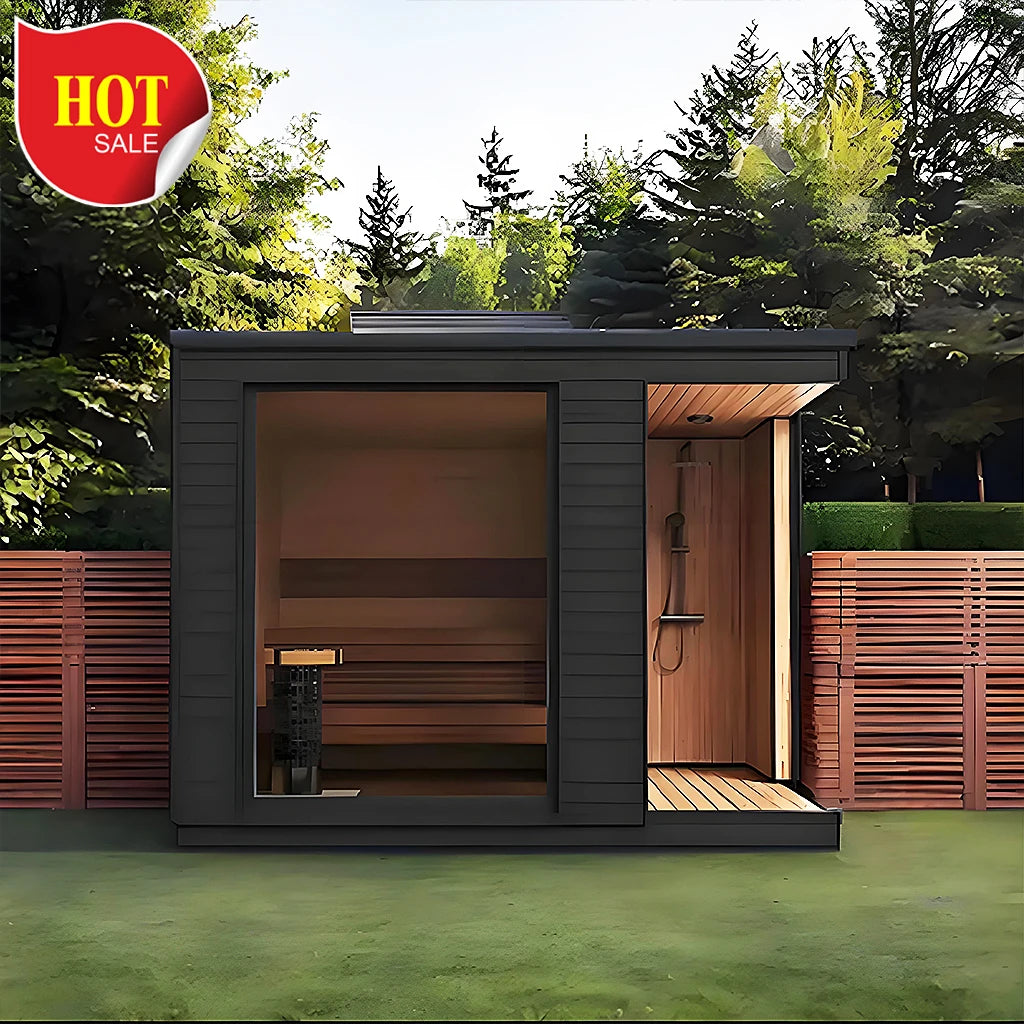 Corner Outdoor Infrared Sauna Cabin – 2–6 Person Design