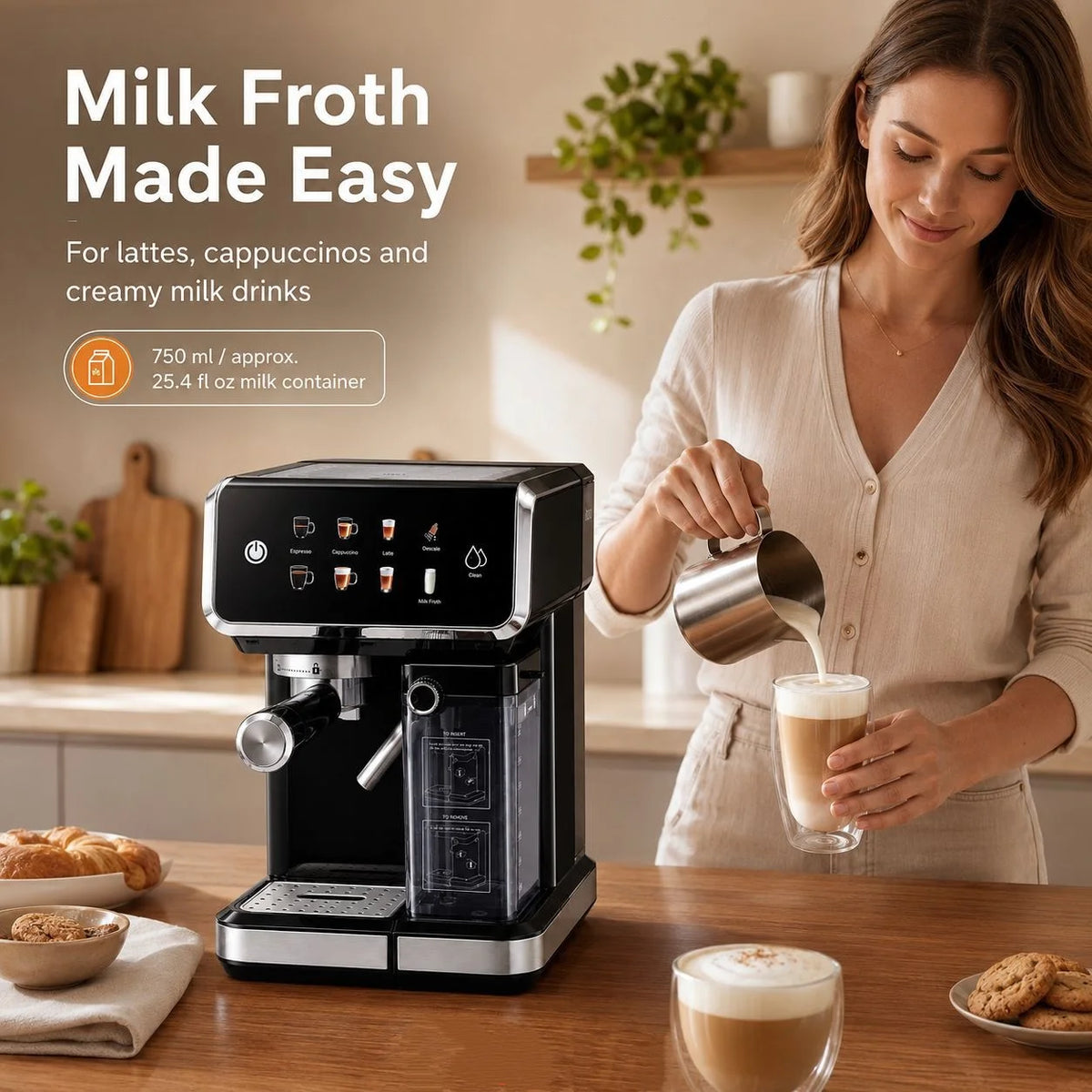20 Bar Espresso Coffee Machine With Milk Frother