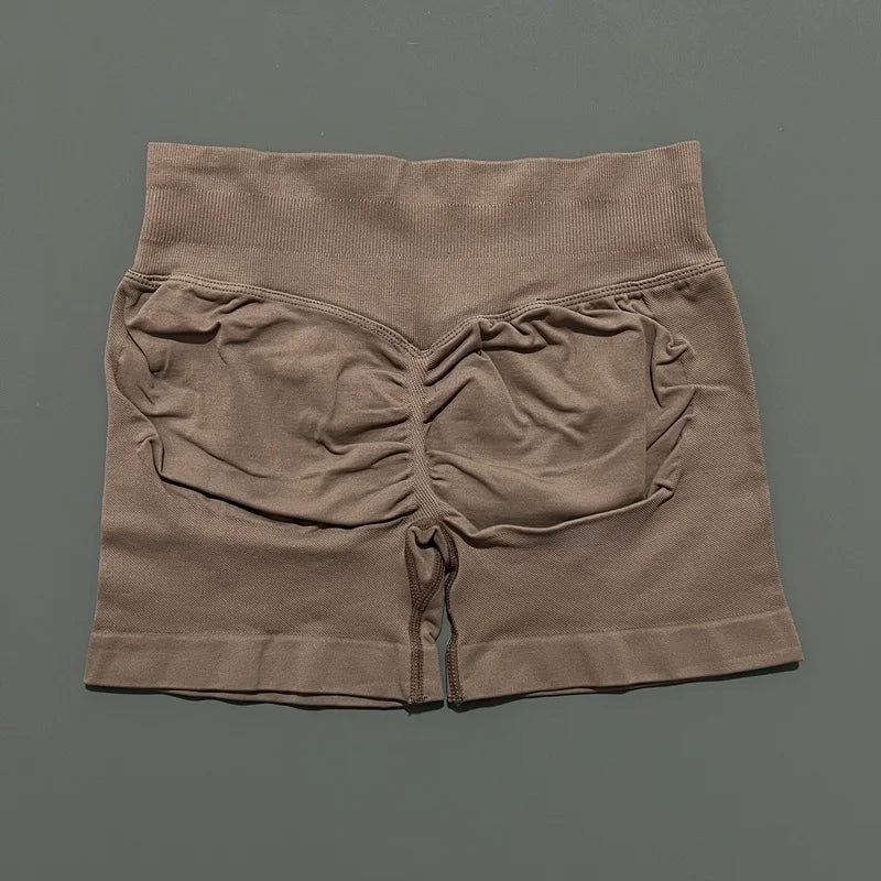 Coffee Color Women’s Seamless Scrunch Butt Yoga Gym Shorts