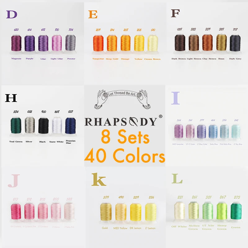 40 Colors as photo Color 40wt Polyester Embroidery Thread Set 60 Colors 550 Yards