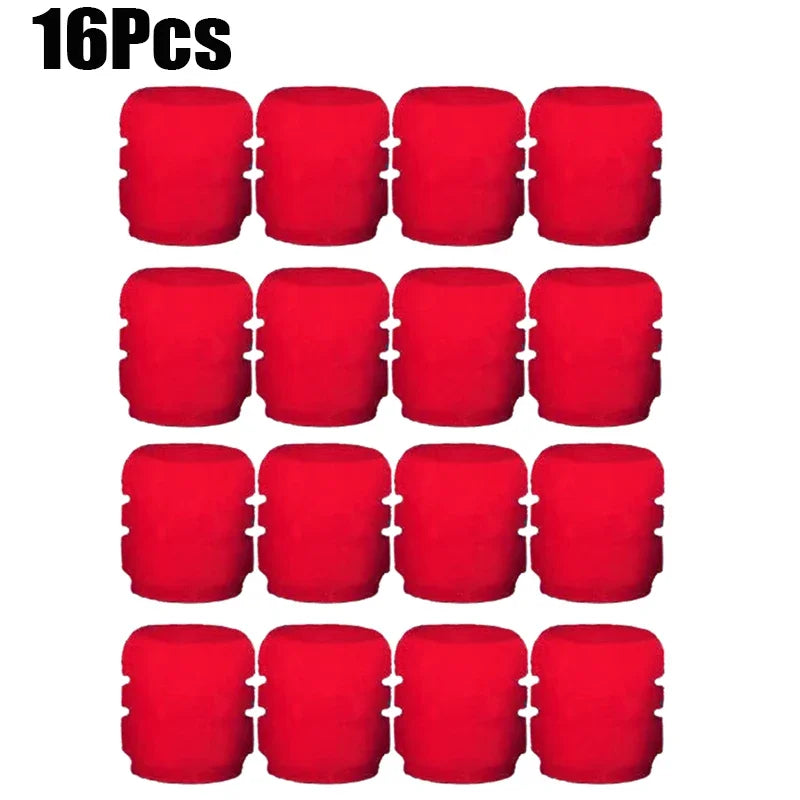 Red 16pcs Color Luminous Tire Valve Caps For Car & Bike Wheels