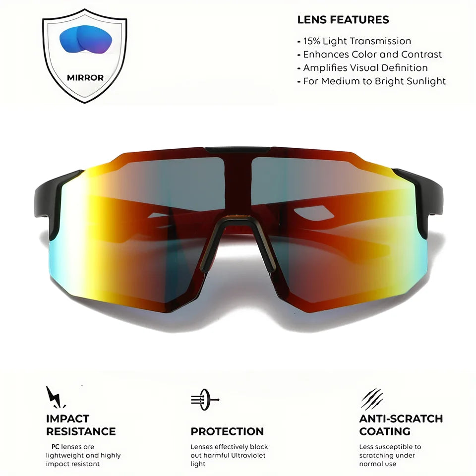 Oversized Wraparound Sports Sunglasses With UV400 Shield