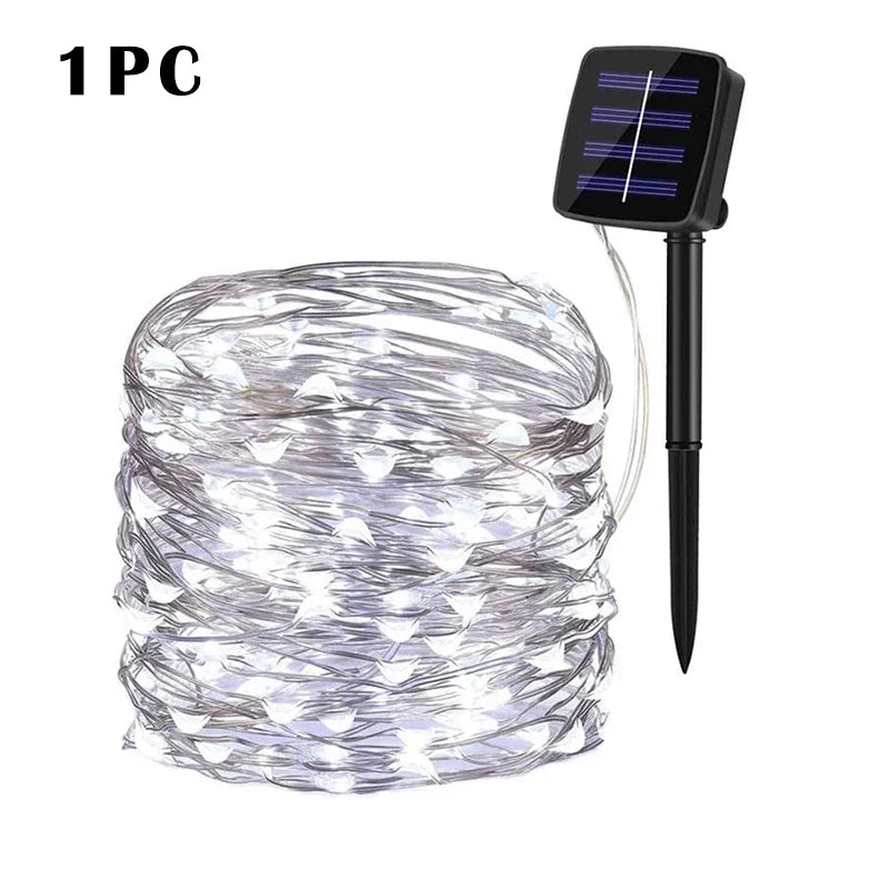 1pc-white Emitting Color Solar LED Fairy String Lights Outdoor – 8 Modes, IP65