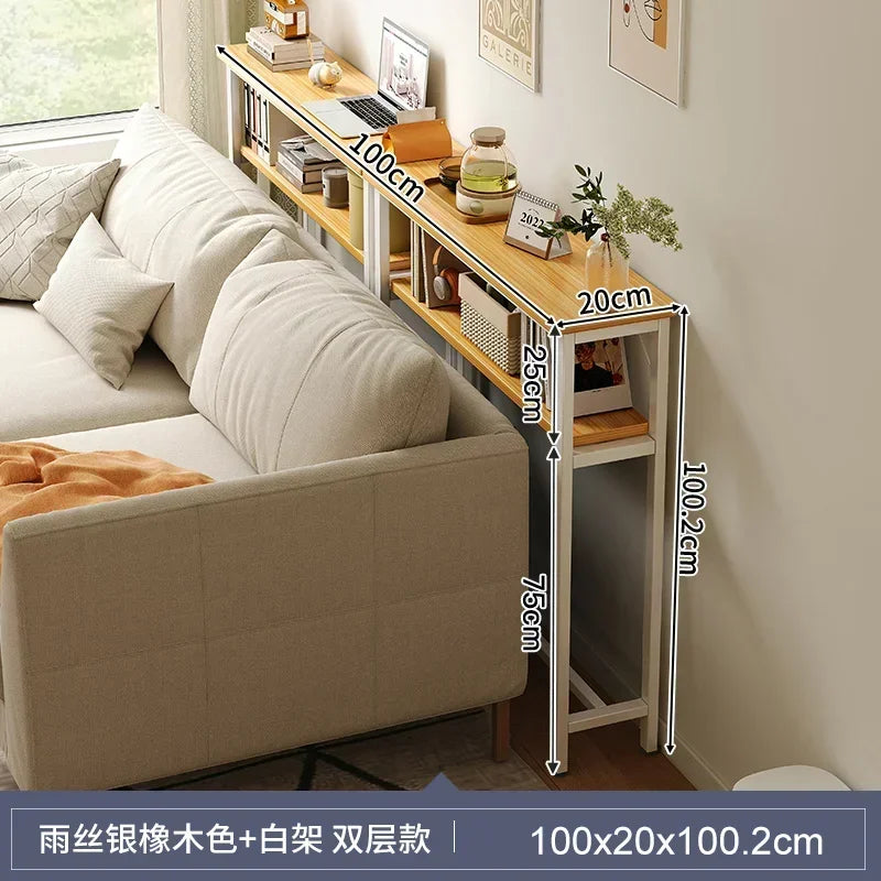 Model10 Color Slim Behind-Sofa Console Table With Wood Top